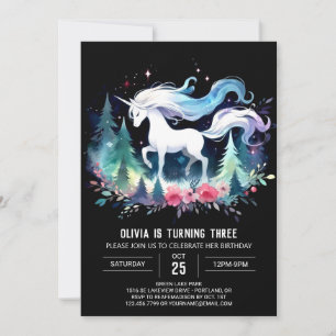 Magic Forest Horse Birthday Inbjudningar