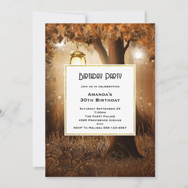 Magic Forest med Fairy Ljus Birthday Inbjudningar (Framsida)