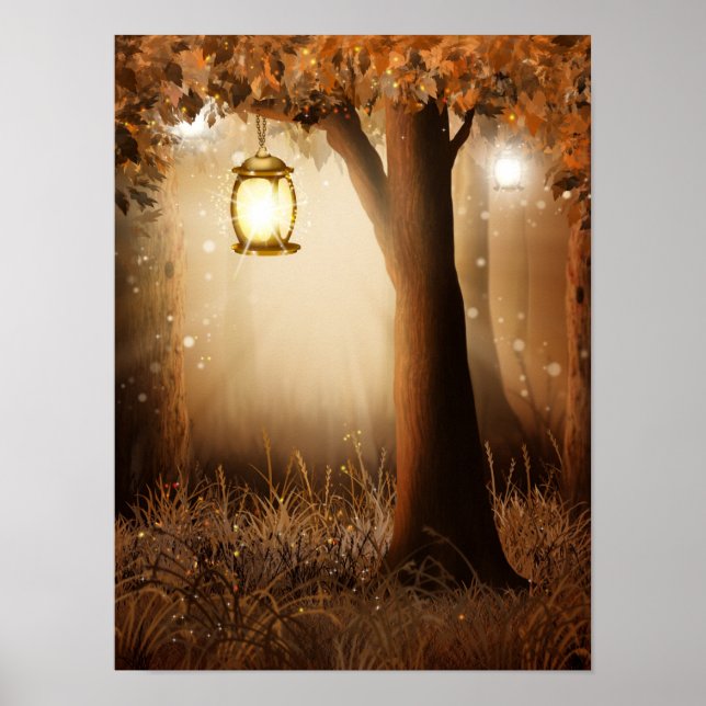 Magic Forest med Fairy Ljus Poster (Framsidan)