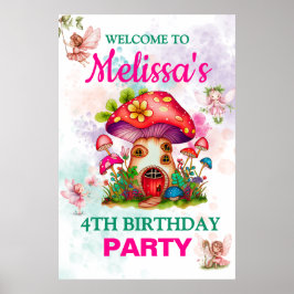 Magic Forest Mushroom House med Fairy Poster