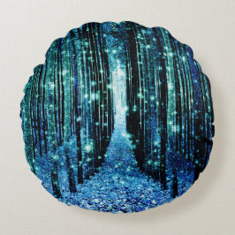 Magic Forest Turcos Teal Rund Kudde