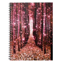 Magic Forest Väg Rosa Peach Anteckningsbok Med Spiral