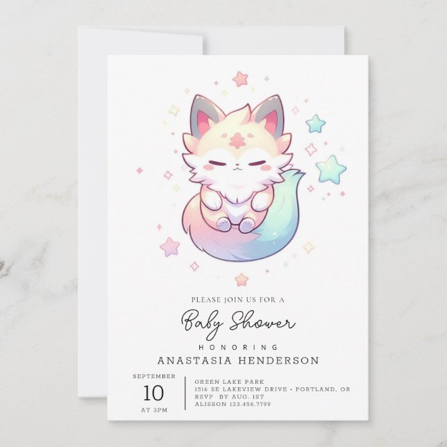 Magic Fox Baby Shower Inbjudningar (Framsida)