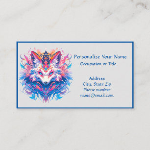 Magic Fox Fantasy Animal Colorful Anime Visitkort