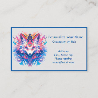 Magic Fox Fantasy Animal Colorful Anime Visitkort