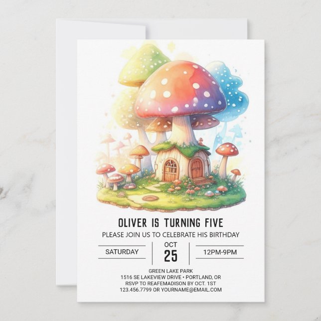 Magic Fungi Toadstool Birthday Inbjudningar (Framsida)