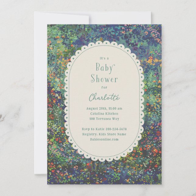 Magic Garden Hand Payed Baby Shower-inbjudan Inbjudningar (Framsida)