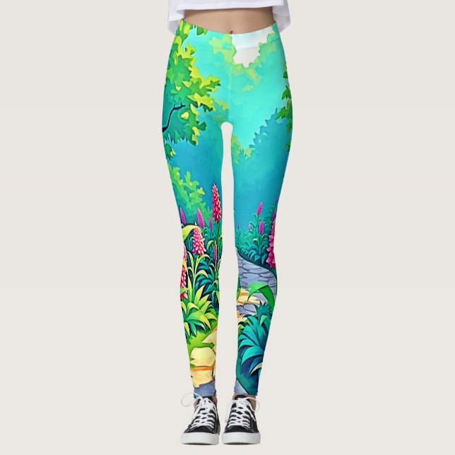 Magic Garden Väg Design Leggings (Framsida)