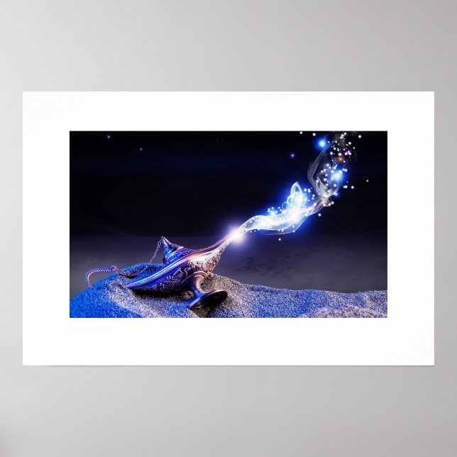 Magic Genie Lamp Enchanted Arabian Fantasy Artwork Poster (Framsidan)