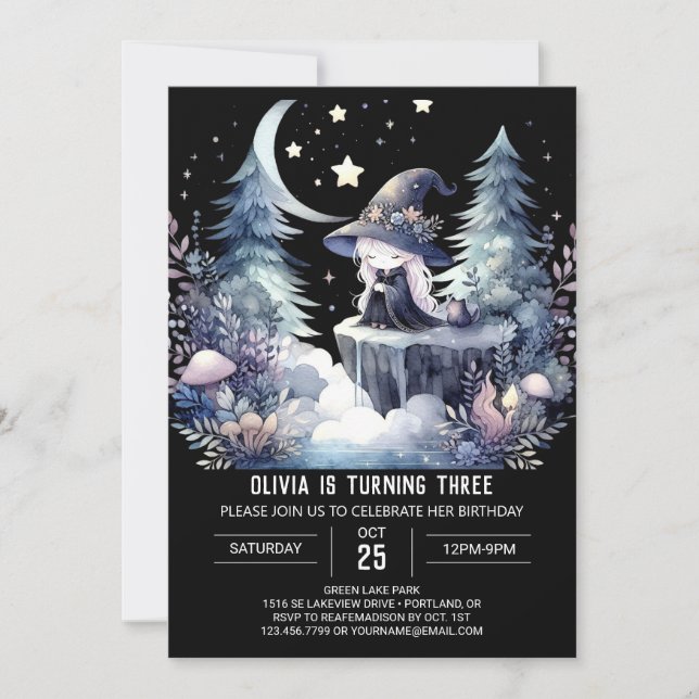 Magic Girl Wizard Birthday Inbjudningar (Framsida)