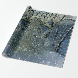 Magic Glittering Winter Wonderland Snowy Forest Presentpapper