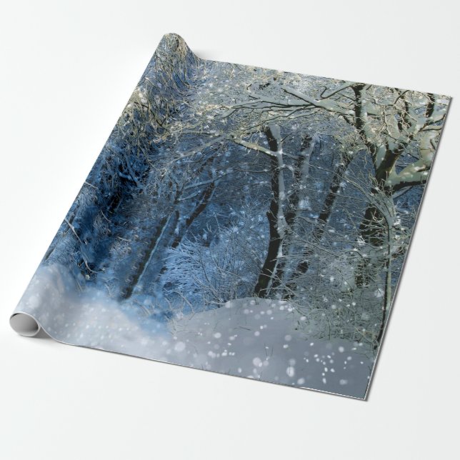 Magic Glittery Snö Wonderland Wrapping Papper Presentpapper (Utrullad)