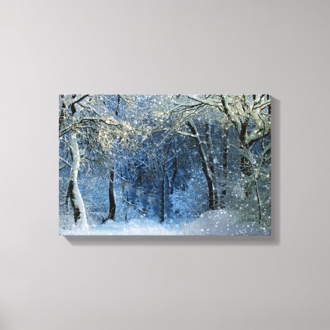 Magic Glittery Sunshine Snö Forest Wonderland Canvastryck (Framsida)