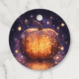 Magic Glowing Halloween Pumpkin and Stars Gåvor Etiketter