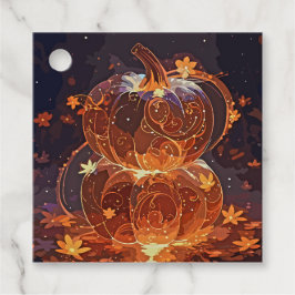 Magic Glowing Pumpkin med Fall Höst löv Gåvor Etiketter