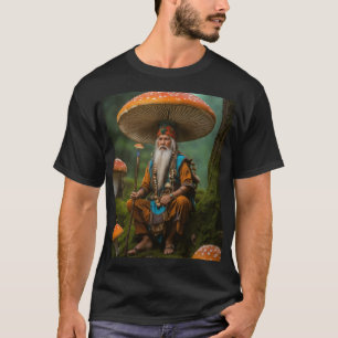 Magic Gnome on Mushroom - Fairy Tale Garden T-Sh T Shirt