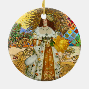 Magic Golden Princess Leo Renaissance Woman Julgransprydnad Keramik