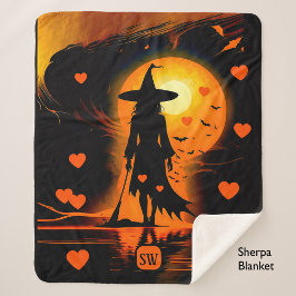 Magic Gothic orange hearts mongram häxa