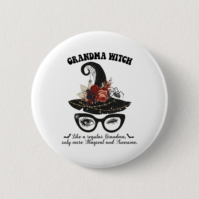 Magic Grandma Witch - Fantastisk Halloween Witchy  Knapp (Framsida)