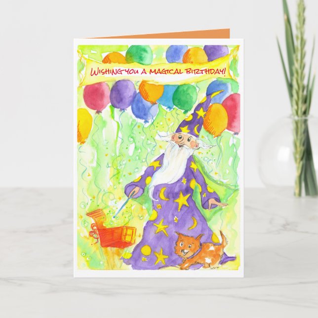 Magic-guiden för grattis på födelsedagen kort (Framsida)