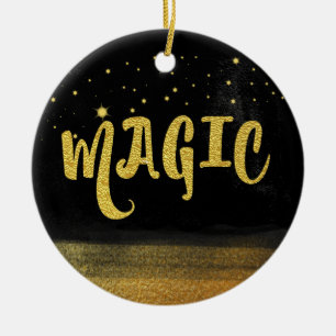 *~* MAGIC Guld & Black Chic Magic Good Vibes Julgransprydnad Keramik