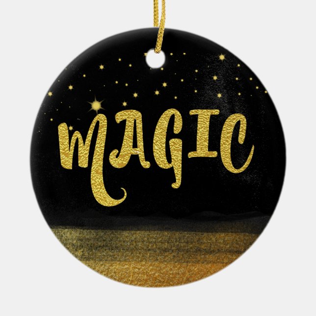 *~* MAGIC Guld & Black Chic Magic Good Vibes Julgransprydnad Keramik (Framsidan)