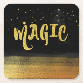 *~* MAGIC Guld & Black Chic Magic Good Vibes Underlägg Papper Kvadrat
