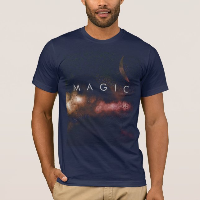 Magic Guld Fantasy Astronomy Crescent Clouds T Shirt (Framsida)