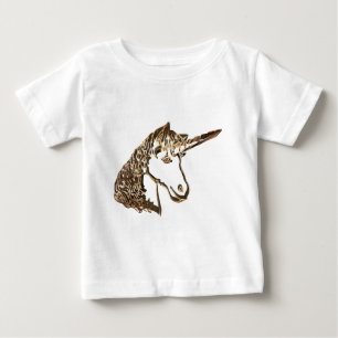 Magic Guld Se Unicorn Porträtt Tee Shirt