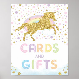 Magic Guld Unicorn/Cards & Gifts Födelsedagsfest Poster