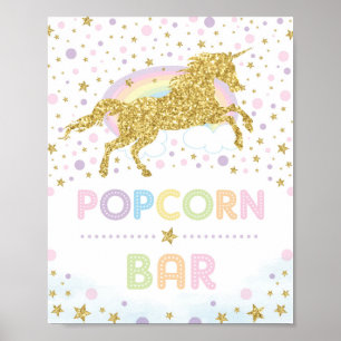 Magic Guld Unicorn/Popcorn Pub/Rainbow Stars Poster