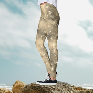 Magic Guld Winter Snö Mönster Watercolor Leggings
