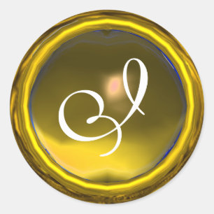 MAGIC GULT TOPAZ GEM STONE MONOGRAM RUNT KLISTERMÄRKE