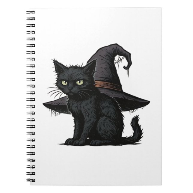 Magic Halloween Cat Classic T-Shirt Anteckningsbok (Framsidan)