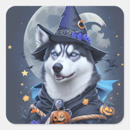 Magic Halloween Delight Hund Fyrkantigt Klistermärke