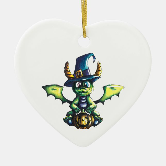 Magic Halloween Dragon Design Julgransprydnad Keramik (Framsidan)