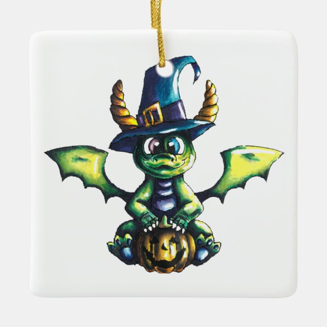 Magic Halloween Dragon Design Julgransprydnad Keramik (Framsida)