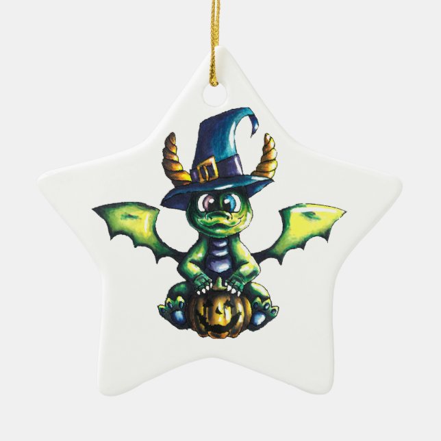 Magic Halloween Dragon Design Julgransprydnad Keramik (Framsidan)