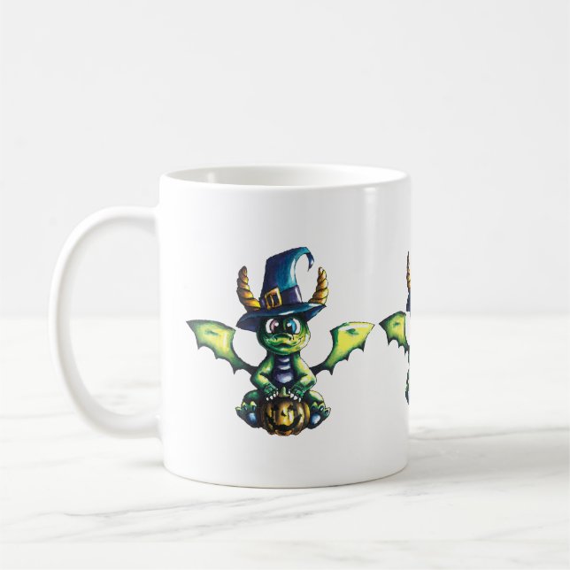 Magic Halloween Dragon Design Kaffemugg (Vänster)