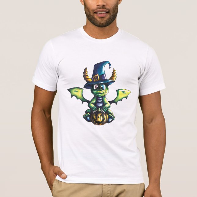 Magic Halloween Dragon Design T Shirt (Framsida)