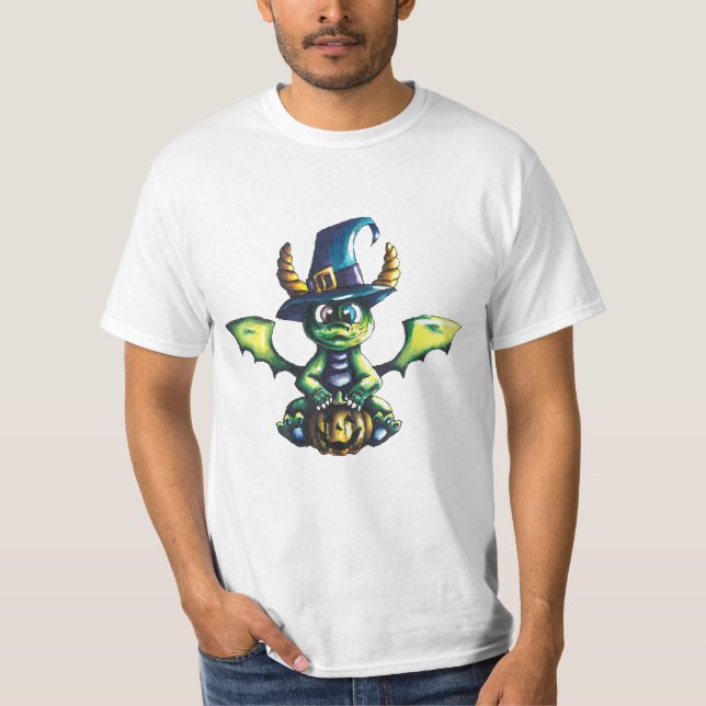 Magic Halloween Dragon Design T Shirt (Framsida)