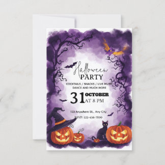 Magic Halloween Natt Party-inbjudan redigerbar Inbjudningar
