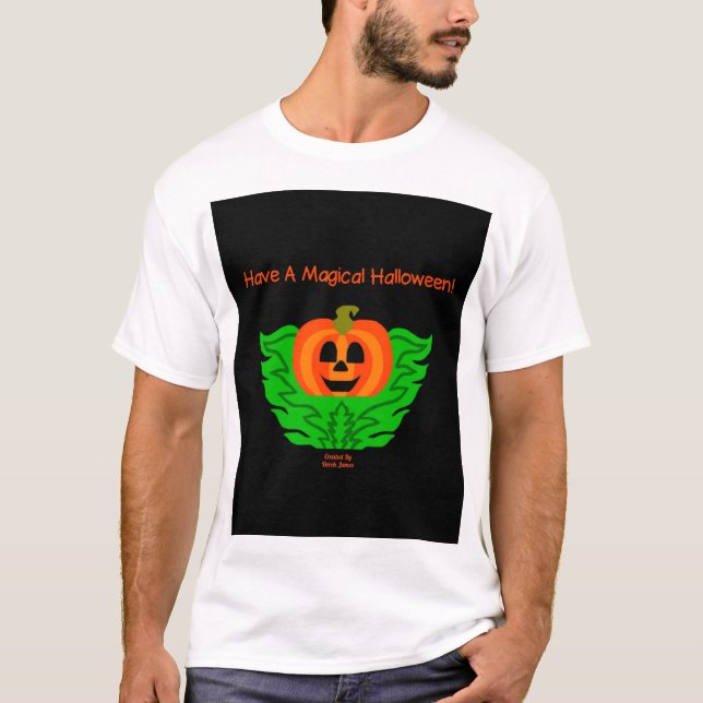 Magic Halloween Pumpkin Manar White T Shirt (Framsida)