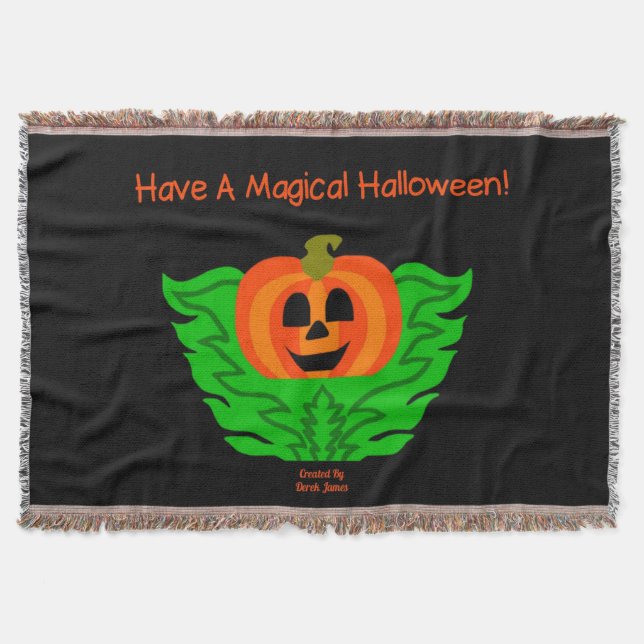 Magic Halloween Pumpkin Throw Blanket Filt (Framsidan)