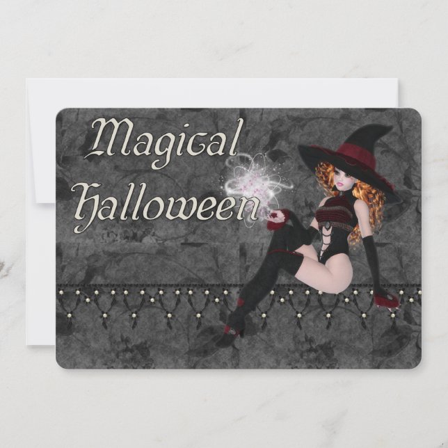 Magic Halloween Witch Party-inbjudan Inbjudningar (Framsida)