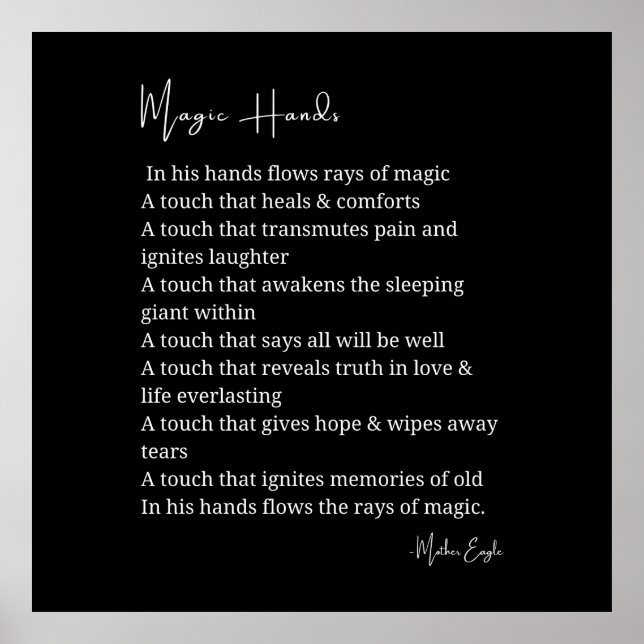 Magic händer kärlek dikt poetry poster väggkonsdek (Framsidan)