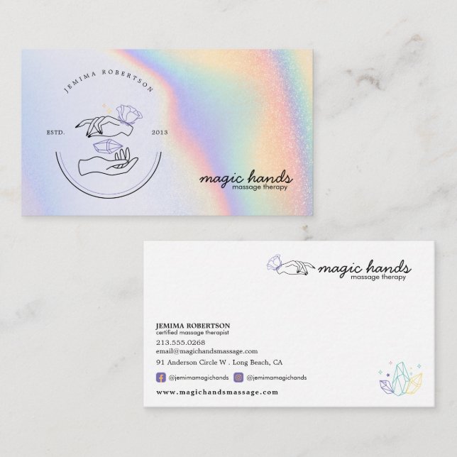Magic Händer Massage Therapist Esoteric Business C Visitkort (Fram/baksida)