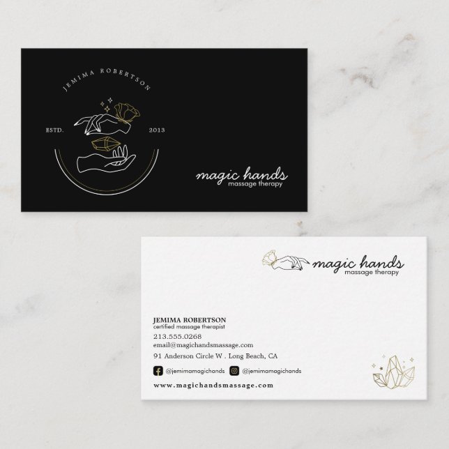 Magic Händer Massage Therapist Esoteric Visitkort (Fram/baksida)