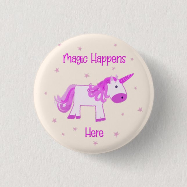 Magic Hänger här Unicorn-knapp Knapp (Framsida)