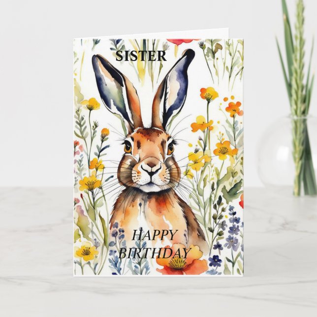 Magic Hare Birthday Card (redigerbart) Helgkort (Framsida)